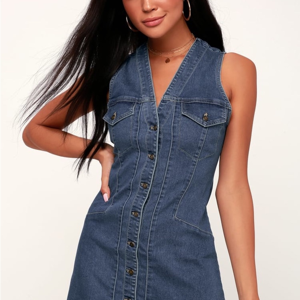 Free People Blue Denim Mini Dress